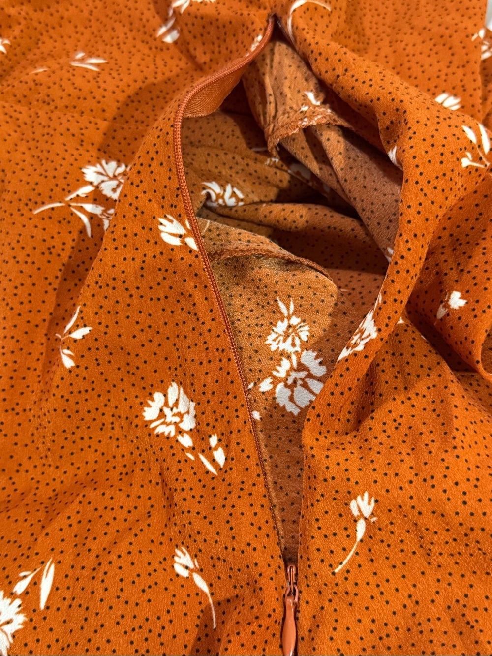 Cotton On Rust Orange Floral Midi Dress Lightweight Cottagecore Coastal Beach L - Picture 8 of 9